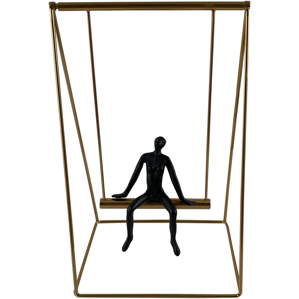 Figura Hombre En El Columpio Concepts 19X15X30 Cm Dorado Y Negro