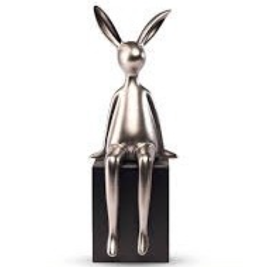 Figura Liebre Sentada Concepts 14.5X14X38 Cm Plateado Y Negro