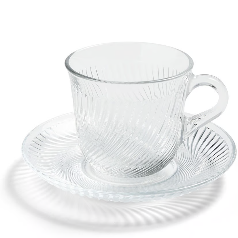 Juego De Tazas Para Cafe Pasabahce 12 Pzas Con Platillos Transparente