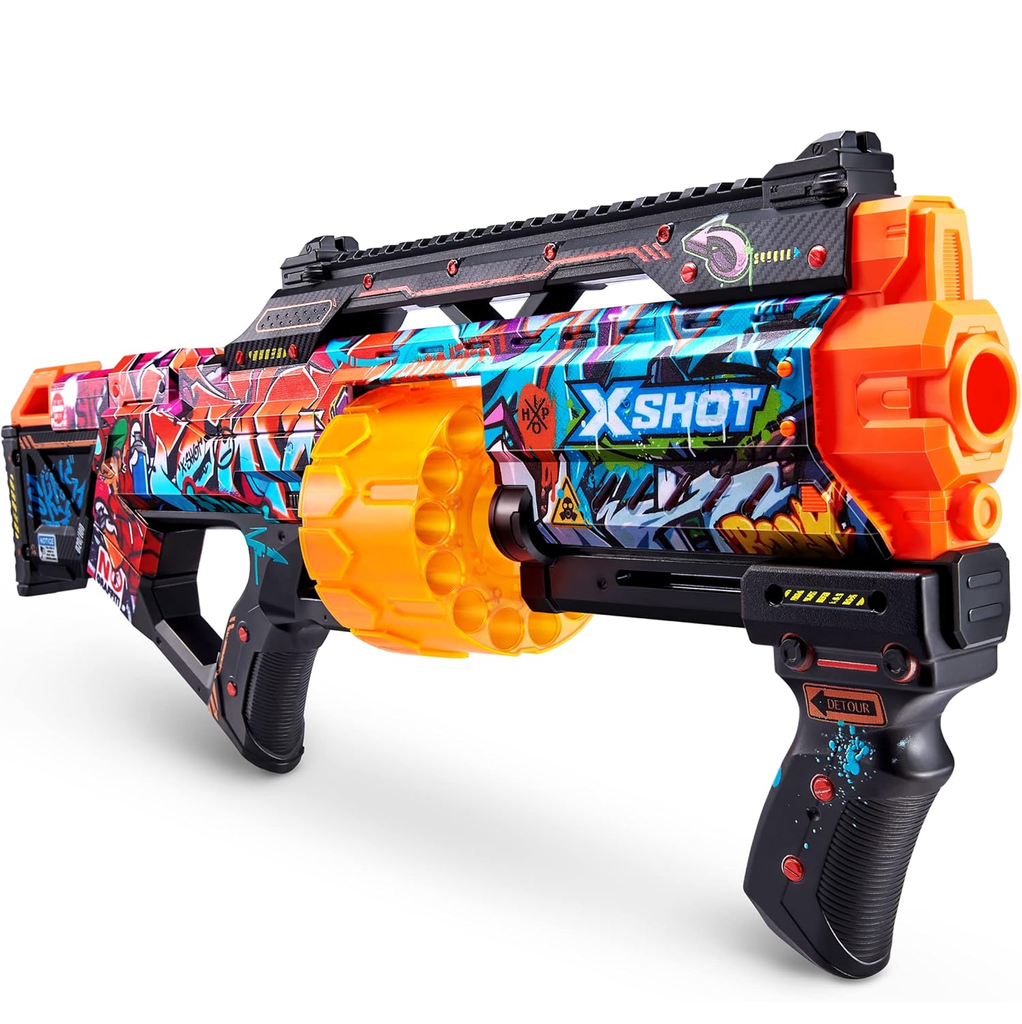 Pistola Lanzadora Zuru Last Stand 16 Dardos X-Shot Skins Negro Naranja