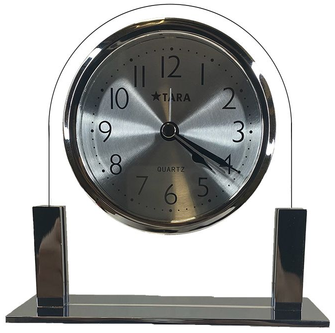 Reloj De Mesa Tara Con Alarma Plateado Y Transparente