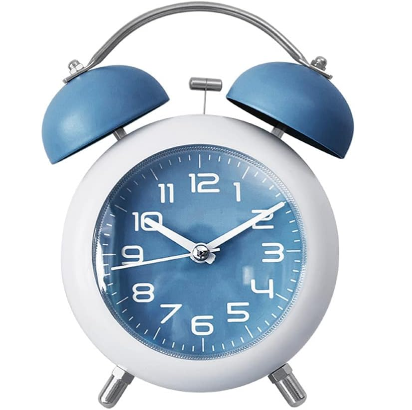 Reloj De Mesa Tara Con Timbre Tipo Campana Azul Y Baige