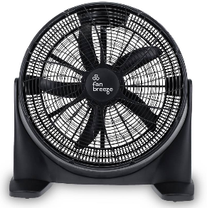 Ventilador De Piso Fan Breeze 50 Cm 3 Vel 5 Aspas Con Asa Portatil 90W Negro