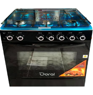 Cocina A Gas Doral 76 Cm Encendido Electrico Y Tapa De Vidrio Negro