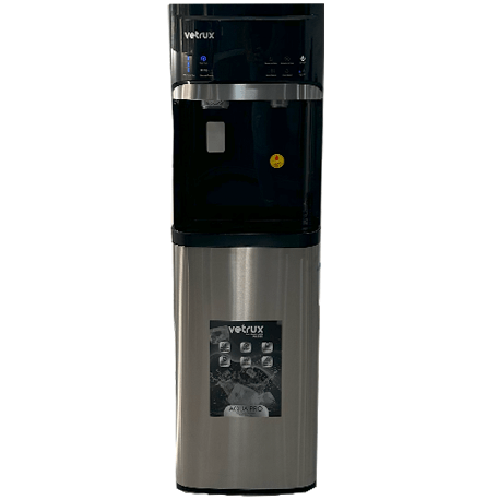 Dispensador De Agua Vetrux Agua Fria Caliente Y Ambiente Con Fabricador De Hielo Negro Y Acero