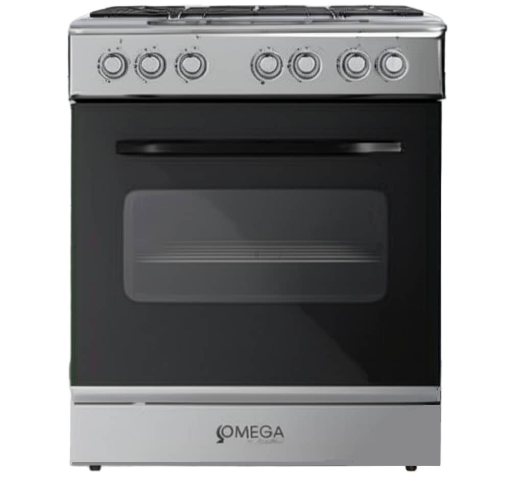 Cocina A Gas Omega 76 Cm Encendido Electrico Y Tapa De Vidrio Gris