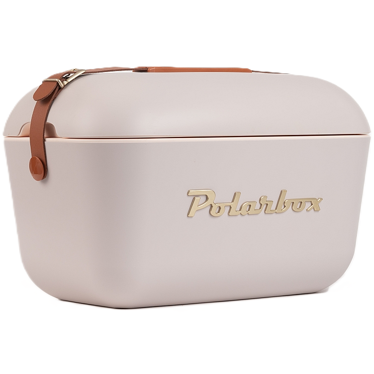 Cava Polarbox Gold 12 Lts Con Correa Ajustable Perla Y Marron