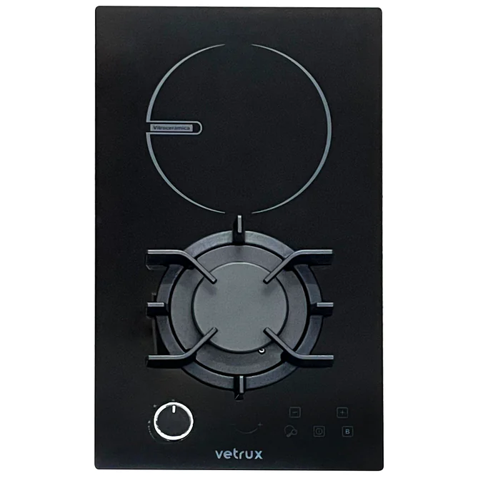 Tope Mixto 30 Cm Vetrux Con Perilla Control Tactil Y Encendido Electrico Negro