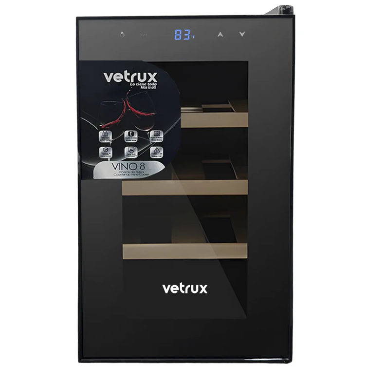 Vinera Vetrux 27 Cm 8 Botellas Iluminacion LED Panel Tactil Negro