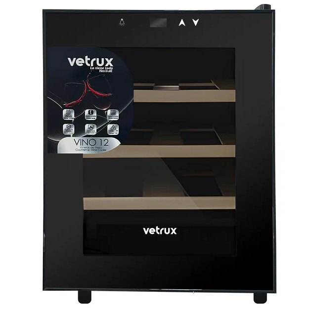 Vinera Vetrux 35 Cm 12 Botellas Iluminacion LED Panel Tactil Negro