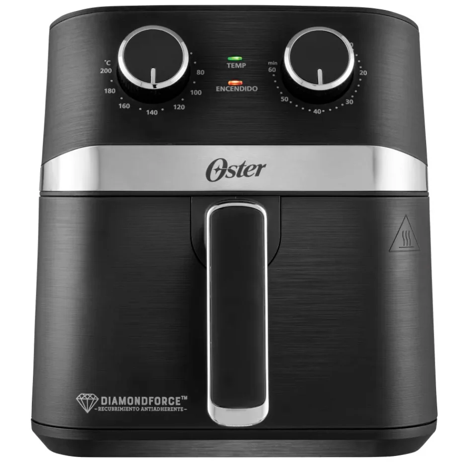 Freidora De Aire Oster 4 Lts Revestimiento DiamondForce Con Perillas Control De Tiempo Y Temperatura Negro