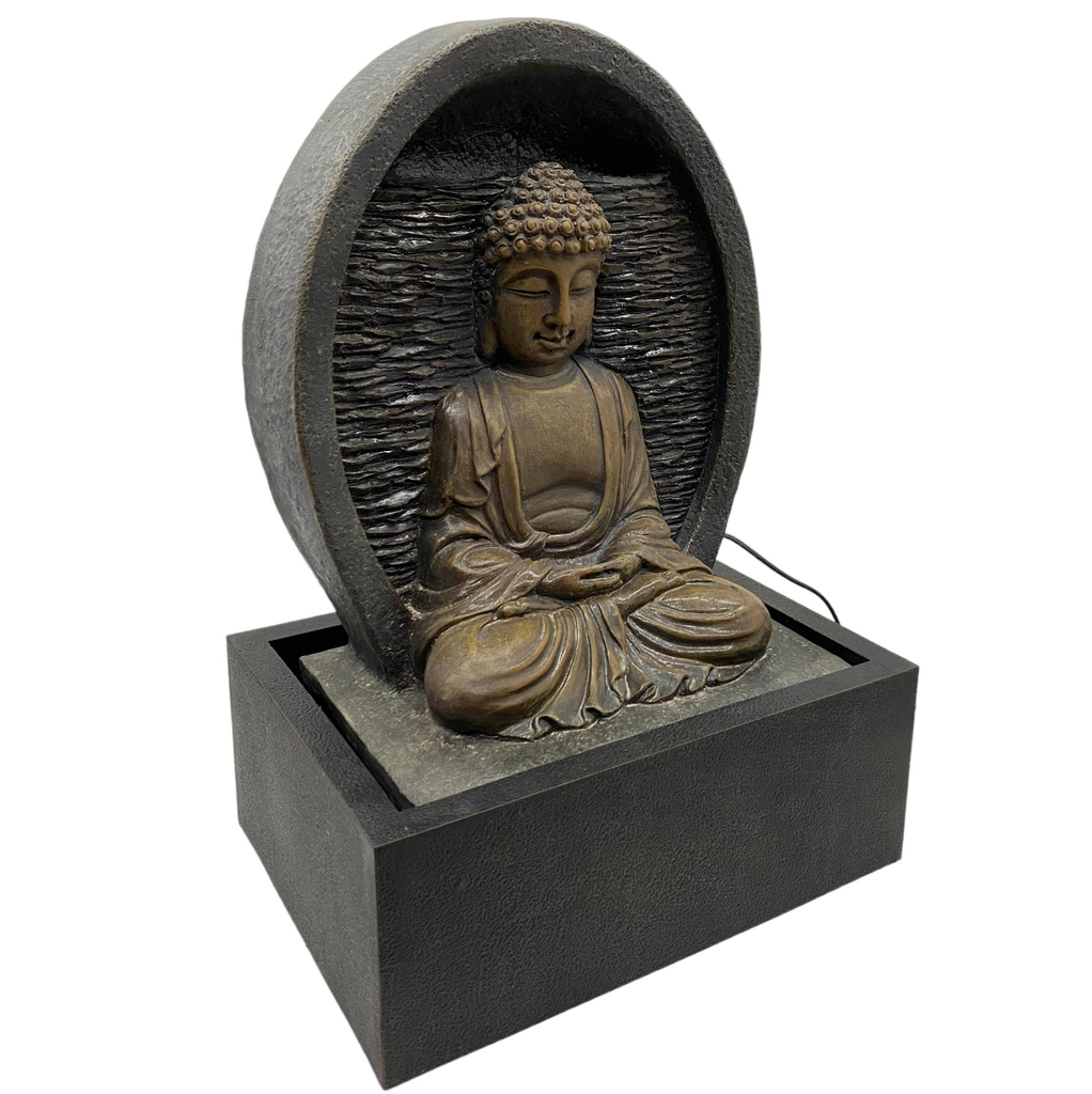 Fuente Buda Con Luz Concepts 28X20X40 Cm Negro Y Dorado