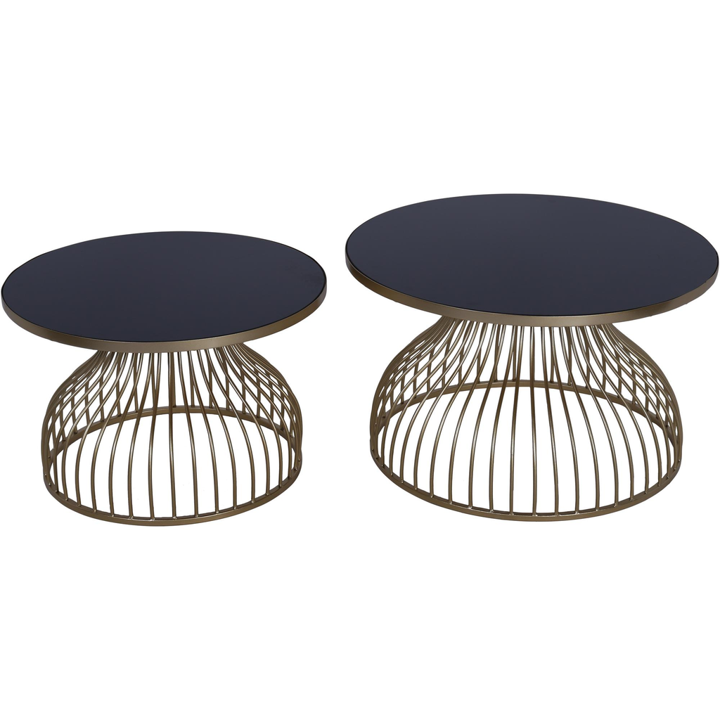 Juego De Mesas Concepts 2 Pzas 70X70X42 Cm Negro Y Dorado