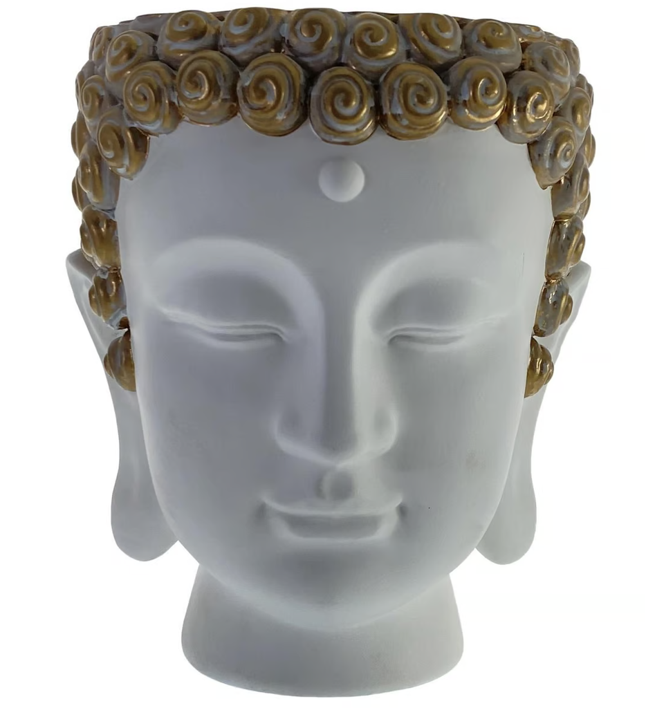 Florero Buda Concepts 17.5X17.5X20.5 Cm Blanco Y Dorado