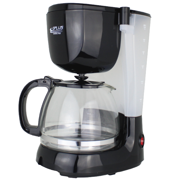 Cafetera Gplus 12 Tazas Jarra De Vidrio Filtro Lavable Negro