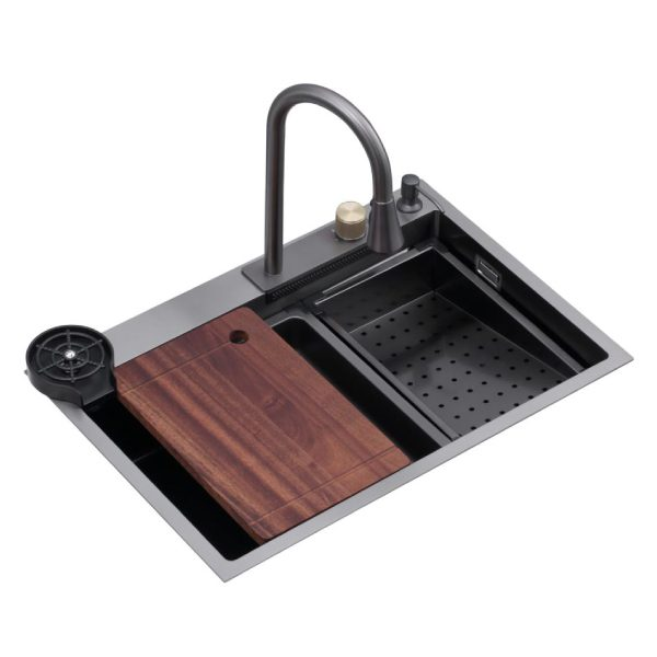 Fregadero Y Griferia Drija 75 Cm Con Escurridor Enjuagador De Vaso Dispensador De Jabon Acero Satinado