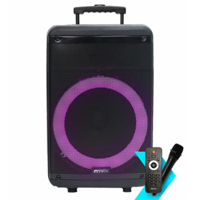 Corneta Mystic Recargable Con Bluetooth Luces LED Usb Sd Microfono Y Control 40W RMS Negro