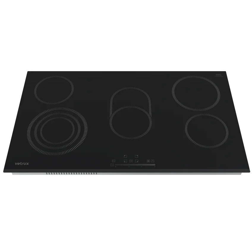 Tope Electrico 90 Cm Vetrux Prestige Pro Con Quemadores Eika Vitroceramica Negro