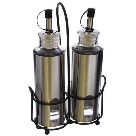 Set De Vinagreras Life Art Para Aceite Y Vinagre 150 Ml Con Soporte Acero