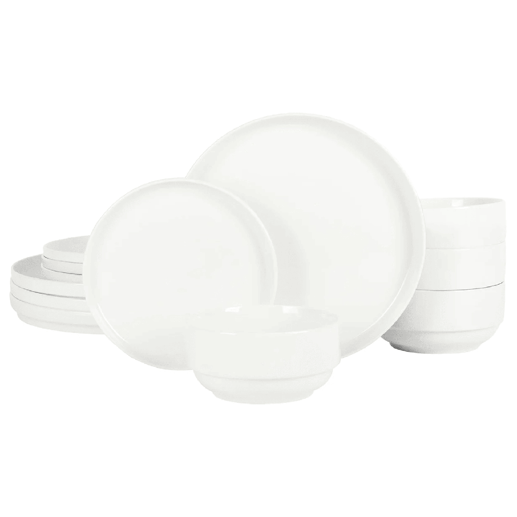 Juego De Vajilla Gibson Home 12 Pzas Snowscape De Ceramica Blanco