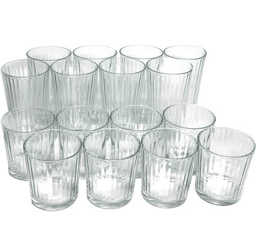 Juego De Vasos Gibson Home Moonstone Bajos Y Altos 16 Pzas 384 Ml Y 473 Ml Interior Con Relieve Transparente