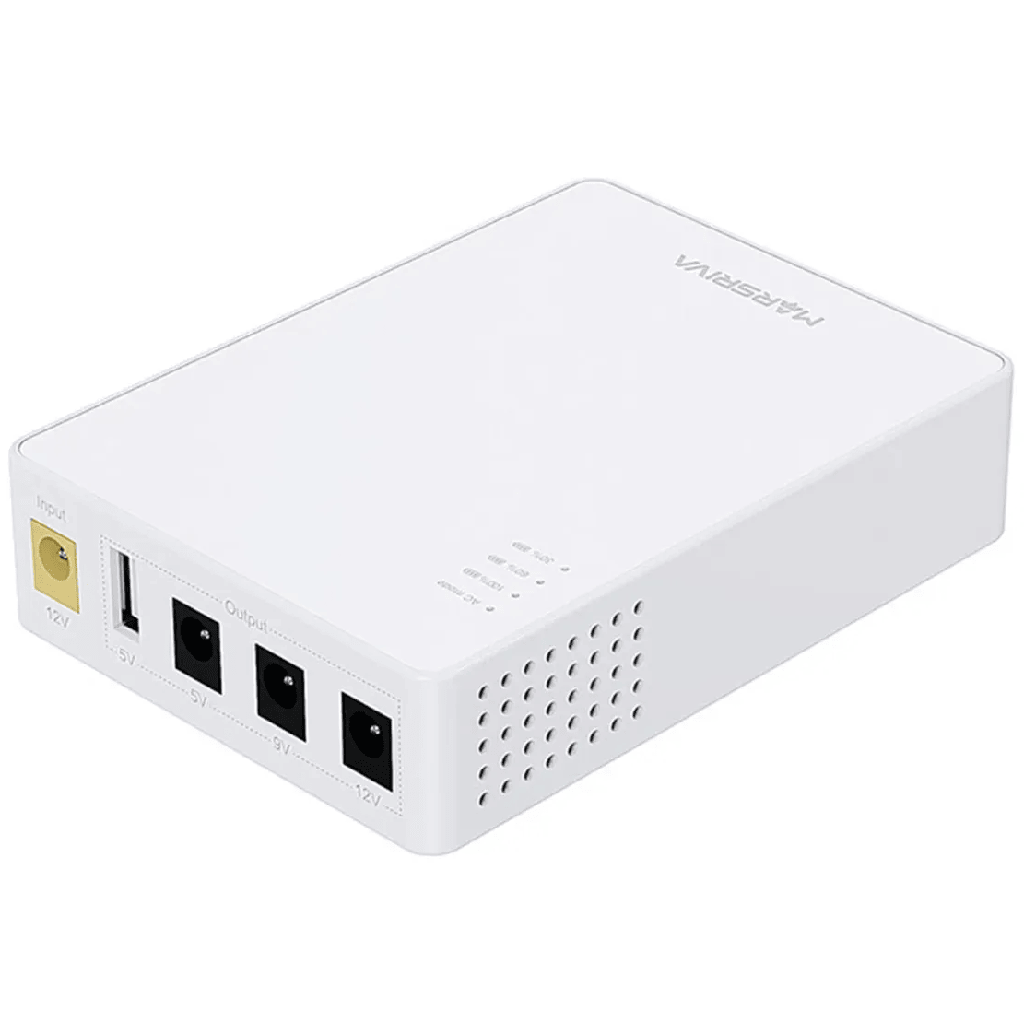 Mini Ups DC Marsriva Kp3 4 Puertos 10000mah 18W Distribución Inteligente De Energia Blanco