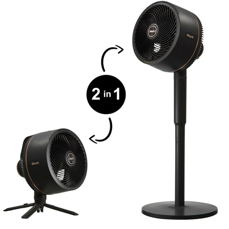 Ventilador 2 En 1 Shark Flexbreeze De Mesa Y Pedestal Recargable Portatil Negro