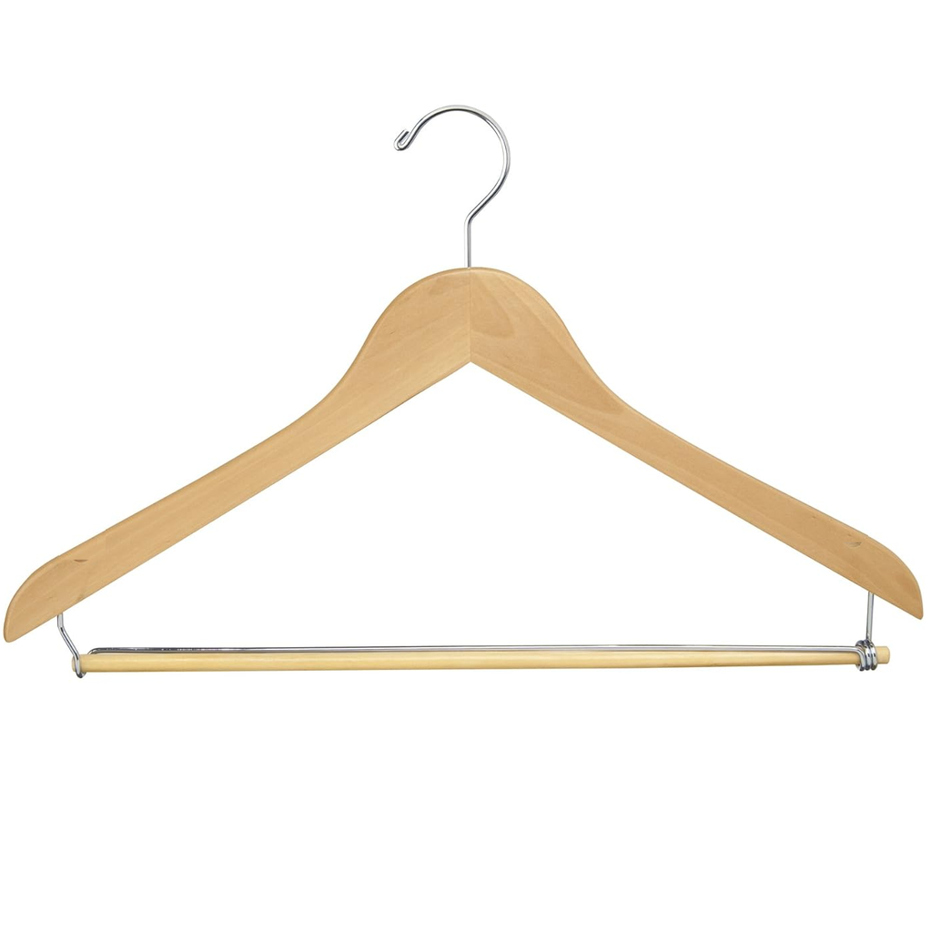 Ganchos Para Ropa Kennedy De Madera Con Barra De Bloqueo 3 Pzas Marron