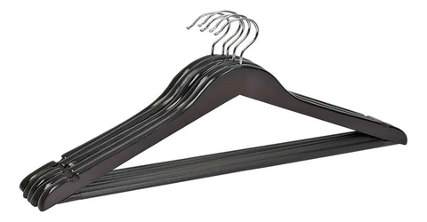 Ganchos Para Ropa Kennedy De Madera Con Barra De Bloqueo 3 Pzas Negro 