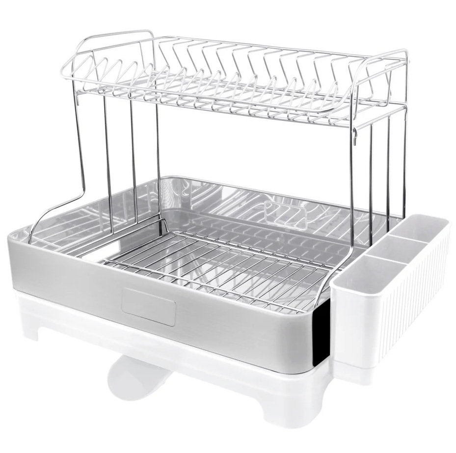 Escurridor De Platos Soho 2 Niveles 62.5x34.5x33 Cm Blanco Y Plateado