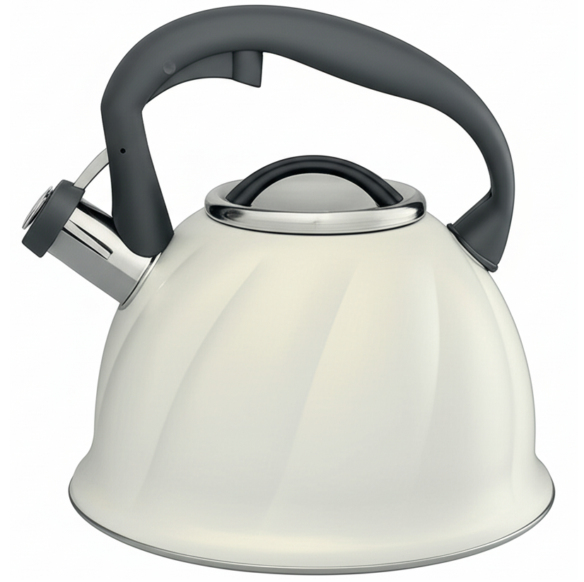 Tetera Soho 3 Lts 12 Tazas Con Silbato Y Relieve Blanco Crema