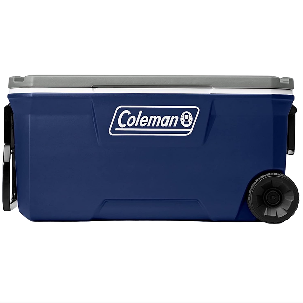 Cava Coleman 94 Lts 100 Qt 167 Latas Con Ruedas Asas Y Portavasos Azul Marino
