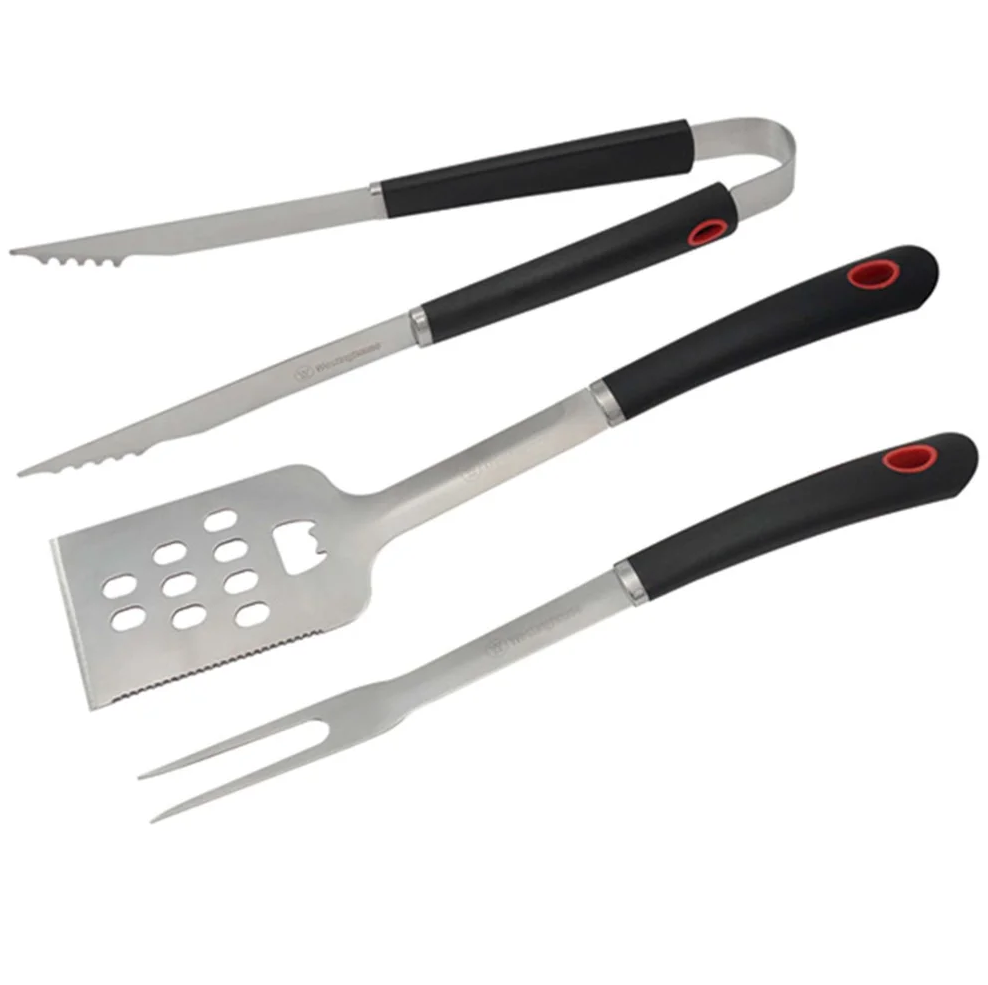 Set Utensilios Para Parrilla Westinghouse 3 Pzas Acero Y Negro