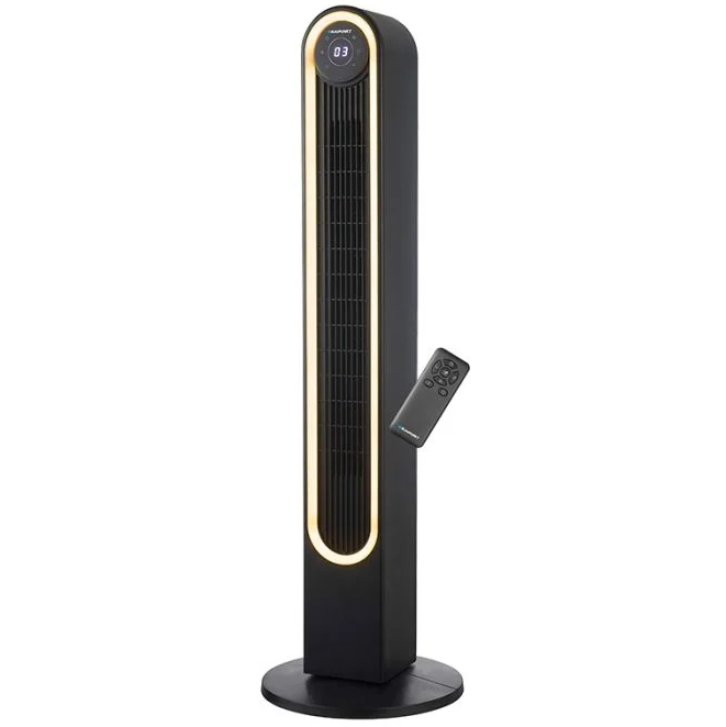 Ventilador De Torre Blaupunk Digital 107 Cm Oscilante Con Luz Nocturna Y Control Remoto Negro