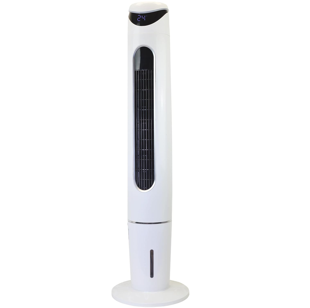 Ventilador De Torre Blaupunk Digital 114 Cm Oscilante Con Temporizador Y Control Remoto Blanco