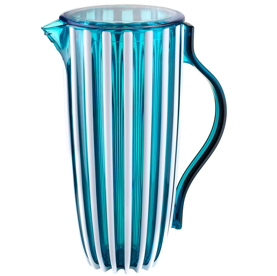 Jarra Guzzini Pin-Up 1.7 Lts Con Tapa De Plastico Azul Y Blanco Transparente