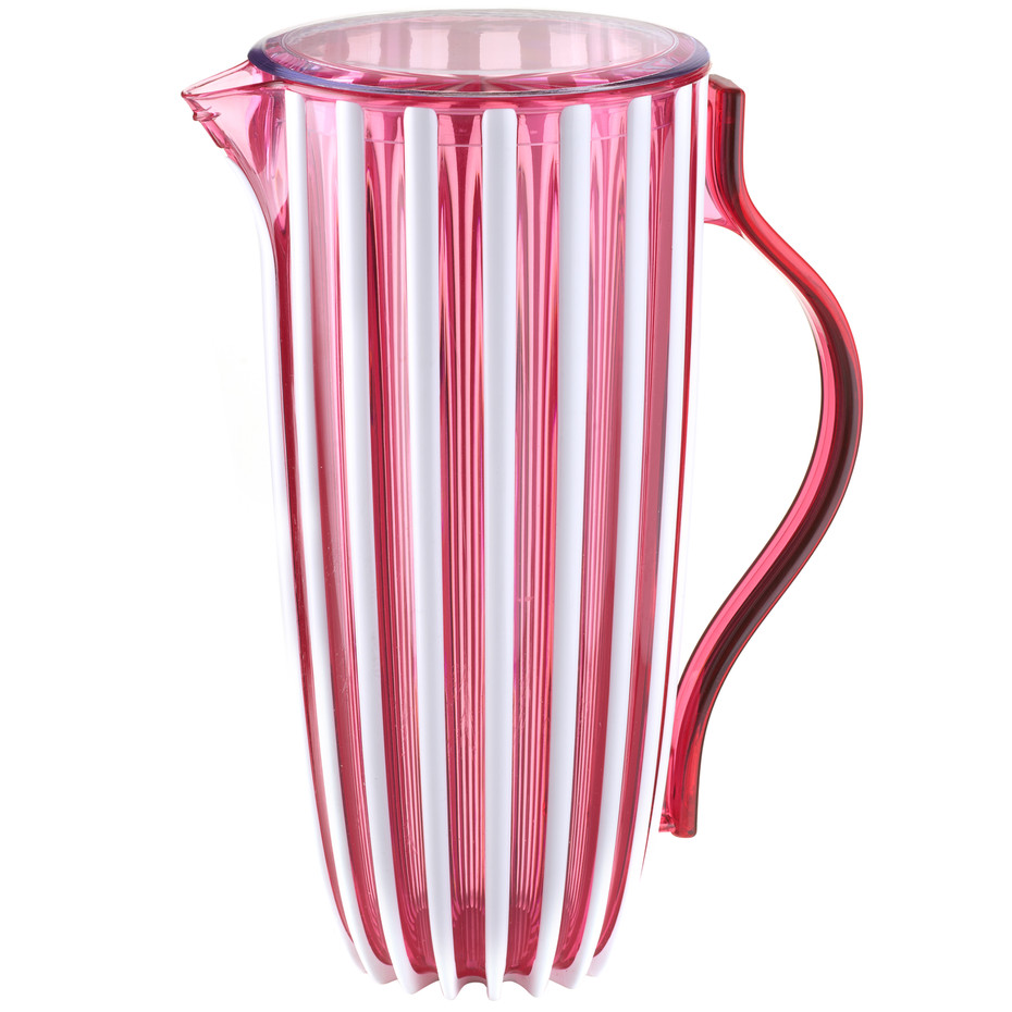 Jarra Guzzini Pin-Up 1.7 Lts Con Tapa De Plastico Rosado Y Blanco Transparente
