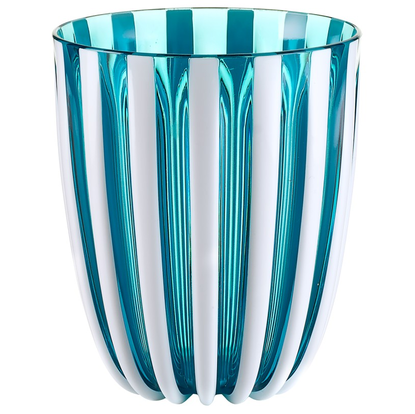 Vaso Guzzini Pin-Up Bajo Turquesa Y Blanco Transparente