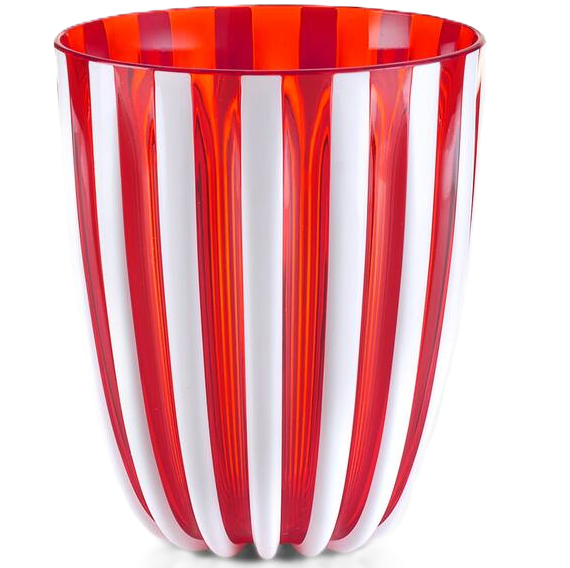 Vaso Guzzini Pin-Up Bajo Rojo Y Blanco Transparente