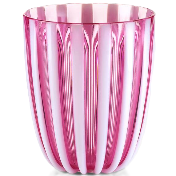 Vaso Guzzini Pin-Up Bajo Rosado Y Blanco Transparente