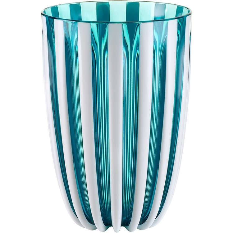 Vaso Guzzini Pin-Up Alto Turquesa Y Blanco Transparente