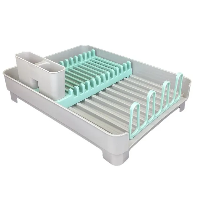 Escurridor De Platos Lifeart 43.5X32.5X14 Cm Gris Y Turquesa