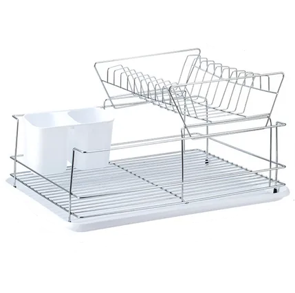 Escurridor De Platos Lifeart 43X32X21 Cm Blanco Y Acero