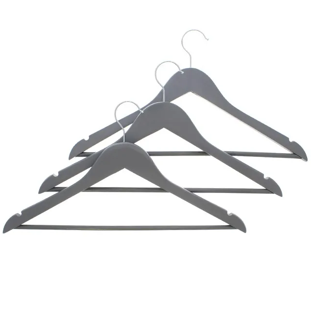 Ganchos Para Ropa Wonder House De Madera 3 Pzas Gris