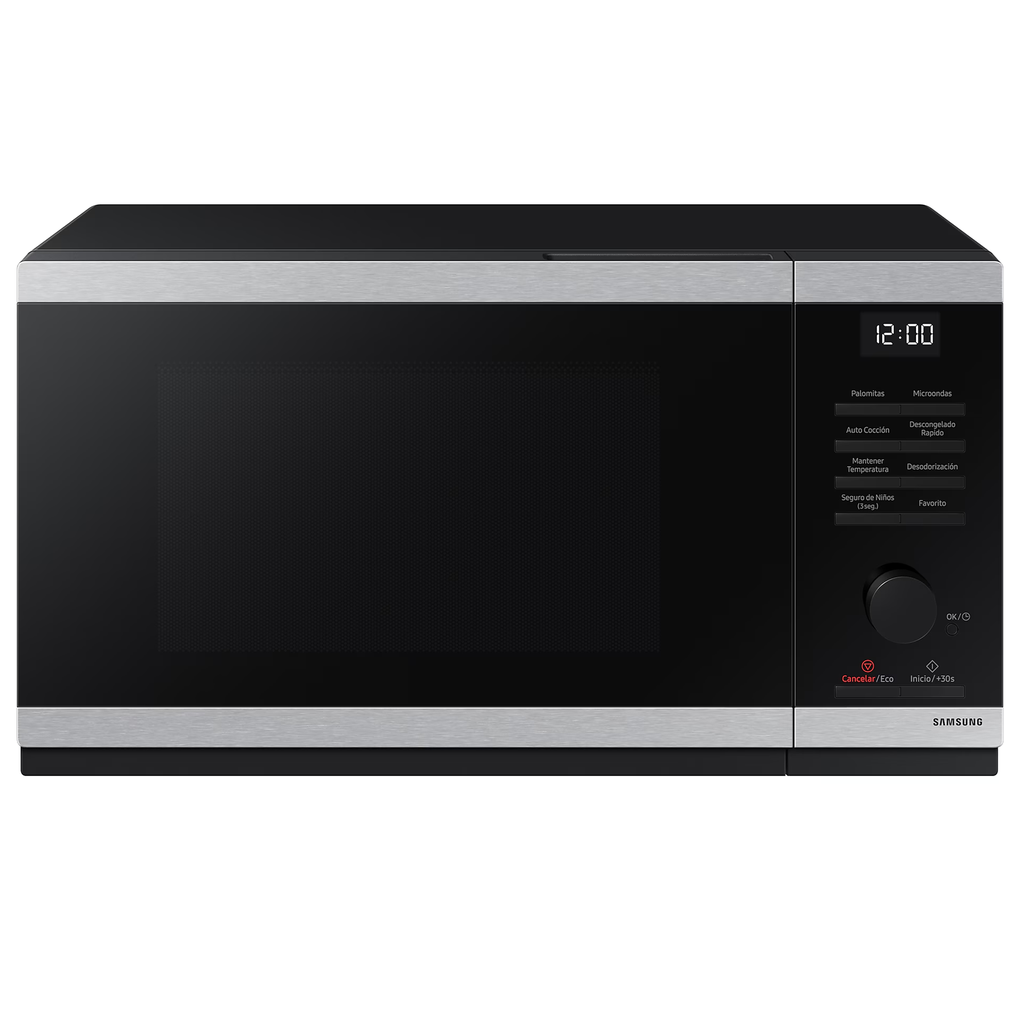 Microondas 0.8 Pies Samsung Con Perilla Funcion De Descongelado Y Auto Cook Negro Y Plateado
