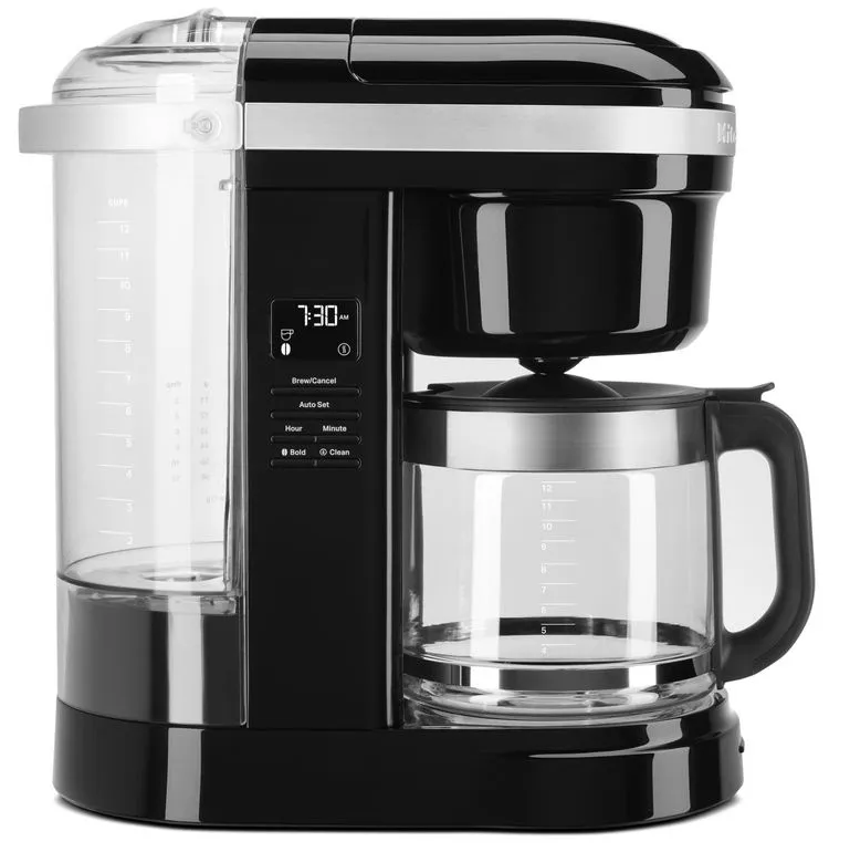 Cafetera Kitchenaid 12 Tazas Jarra De Vidrio Y Cabezal De Ducha En Espiral Negro