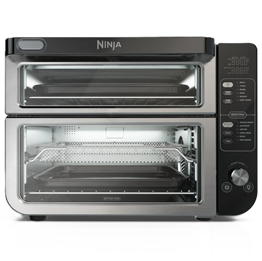 Horno Tostador Doble Ninja 12 En 1 De Conveccion Con Freidora De Aire Plateado Y Negro