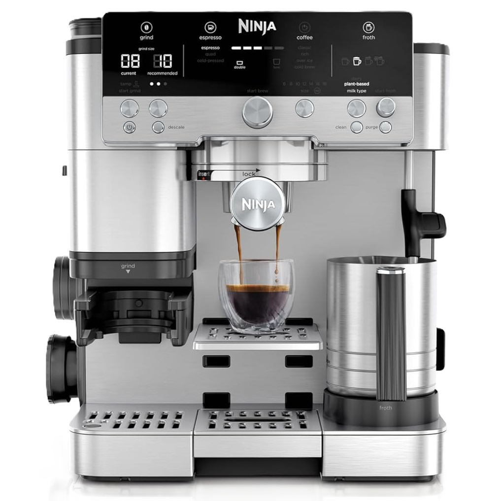 Cafetera Combinada Ninja Luxe Cafe Premier 3 En 1 Programable Con Espumador Y Molino Ajustable Plateado