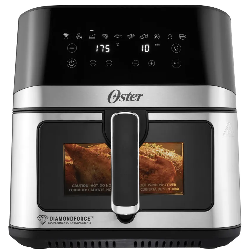 Freidora De Aire Oster 7.5 Lts Revestimiento DiamondForce 10 Funciones Programadas Vision De Coccion Negro