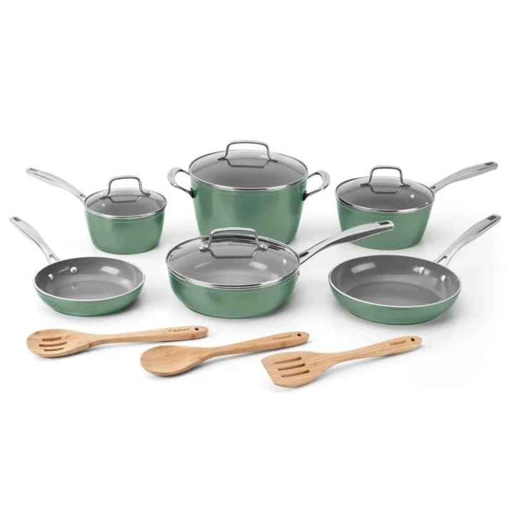 Juego De Ollas Y Utensilios Cuisinart Greenchef 13 Pzas Verde